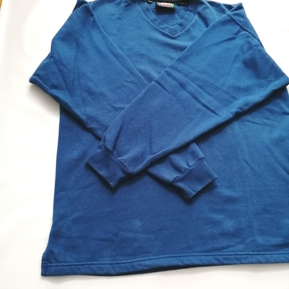 Old River Concept Vintage Blue V-Neck Sweater Medium - Picture 3 of 9